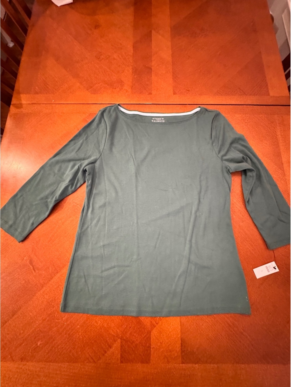 Talbots Women's Green 3/4 Sleeve Pima Cotton Tee, Size L 1662